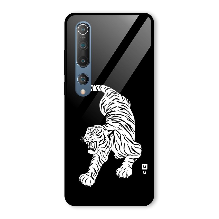 Bengal Tiger Stencil Art Glass Back Case for Mi 10