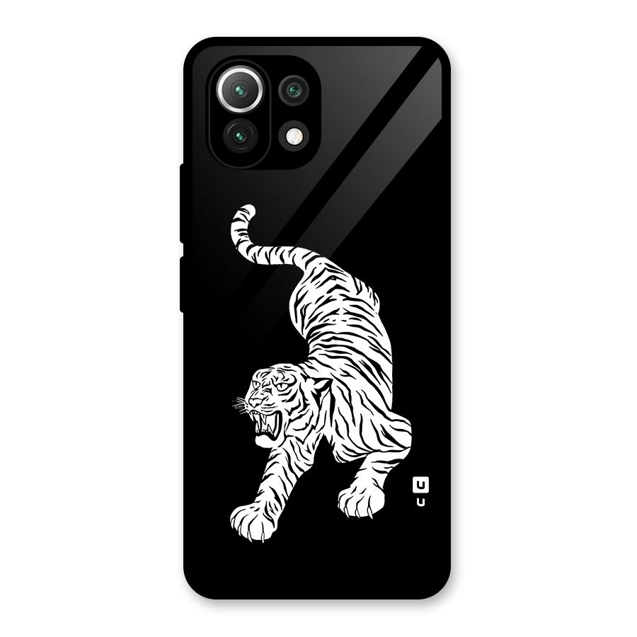 Bengal Tiger Stencil Art Glass Back Case for Mi 11 Lite NE 5G