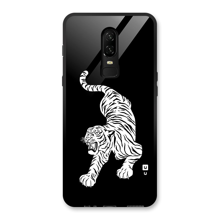Bengal Tiger Stencil Art Glass Back Case for OnePlus 6