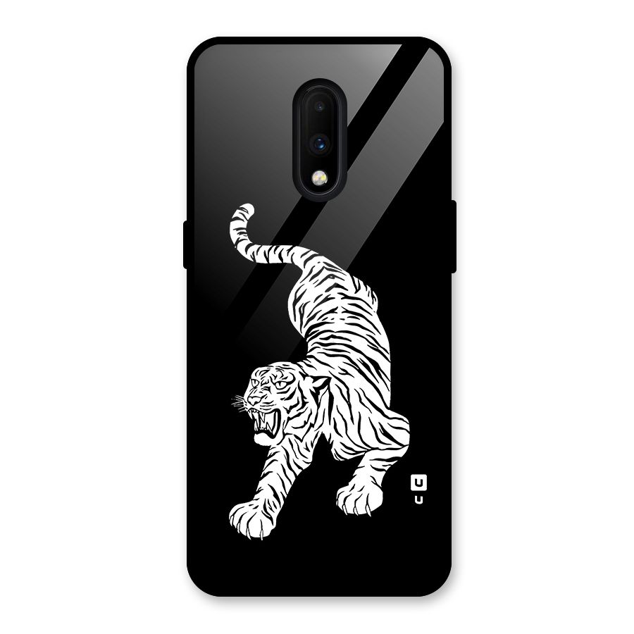 Bengal Tiger Stencil Art Glass Back Case for OnePlus 7