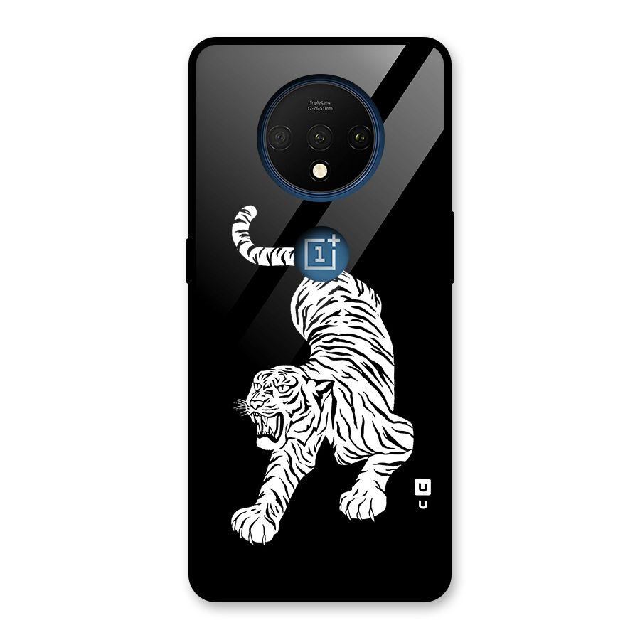 Bengal Tiger Stencil Art Glass Back Case for OnePlus 7T