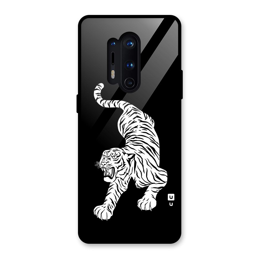 Bengal Tiger Stencil Art Glass Back Case for OnePlus 8 Pro