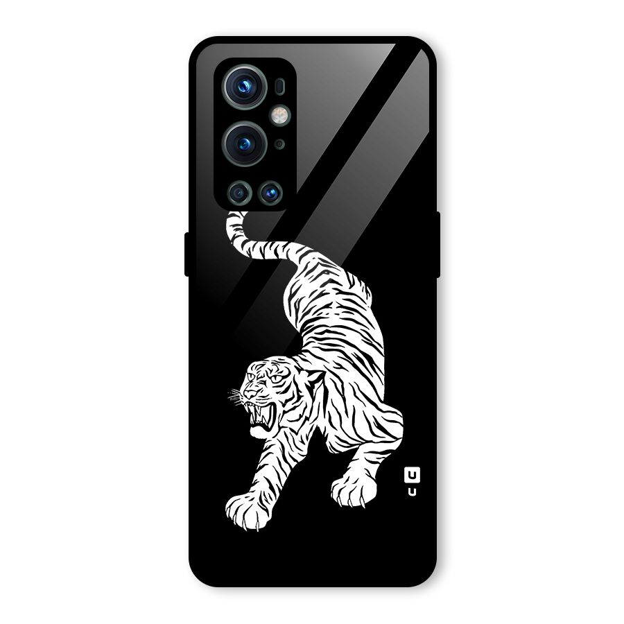 Bengal Tiger Stencil Art Glass Back Case for OnePlus 9 Pro