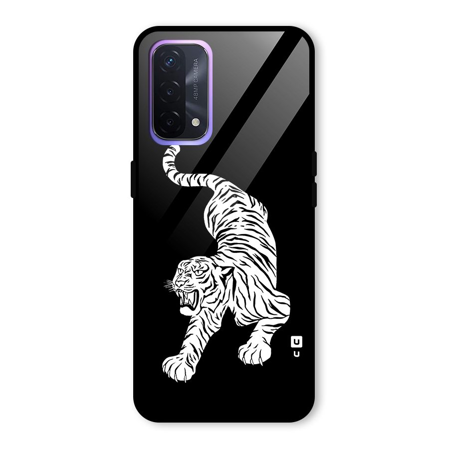 Bengal Tiger Stencil Art Glass Back Case for Oppo A74 5G