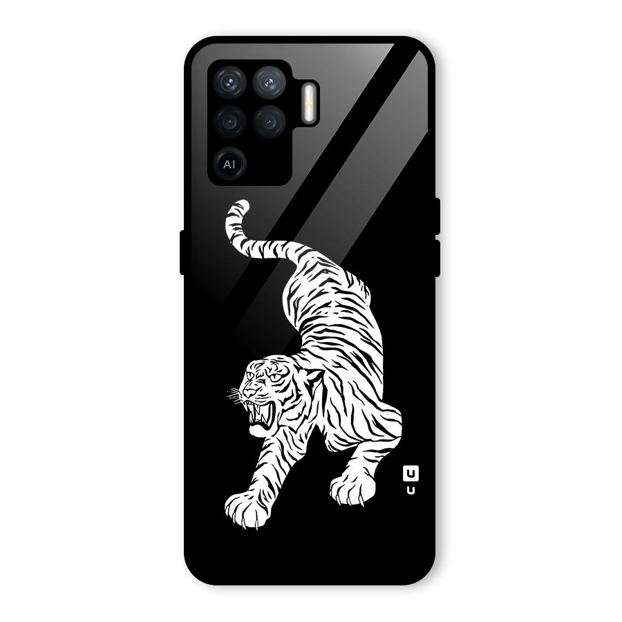 Bengal Tiger Stencil Art Glass Back Case for Oppo F19 Pro