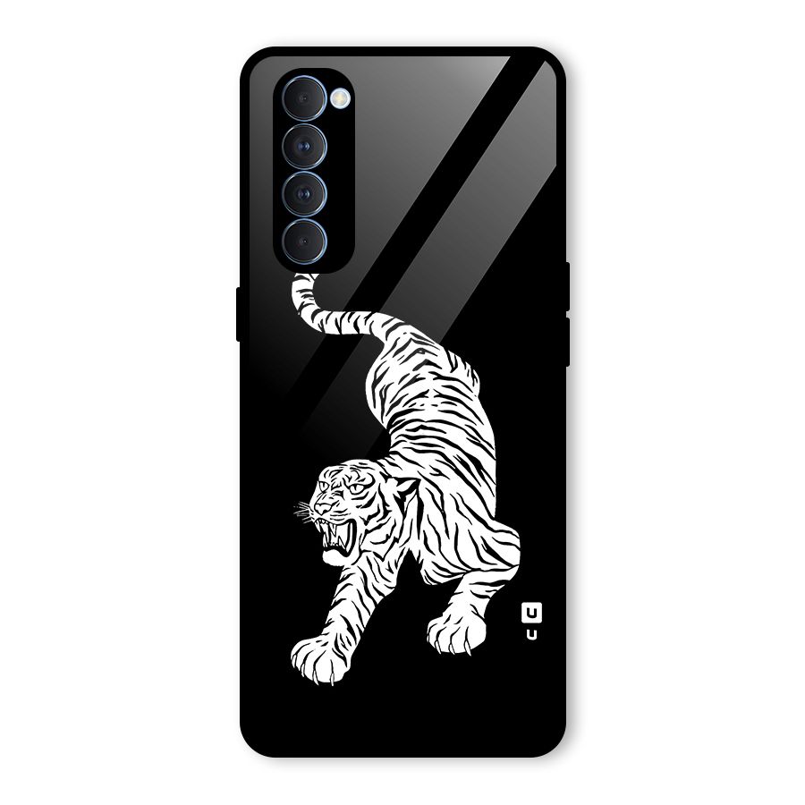 Bengal Tiger Stencil Art Glass Back Case for Oppo Reno4 Pro