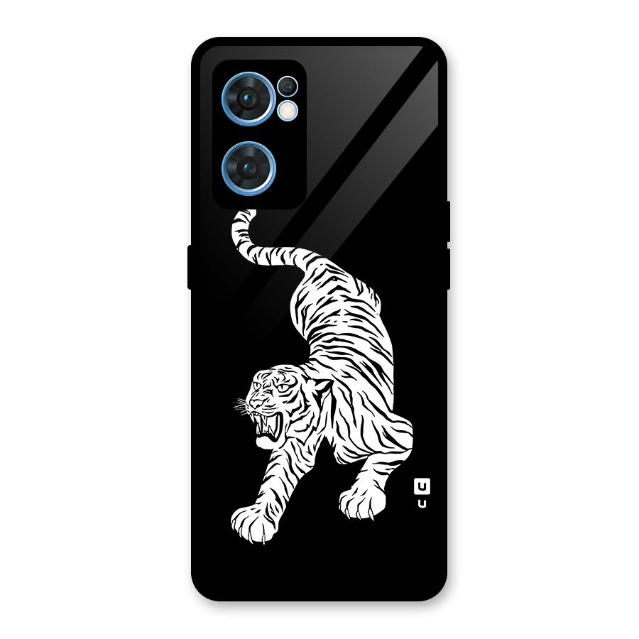 Bengal Tiger Stencil Art Glass Back Case for Oppo Reno7 5G