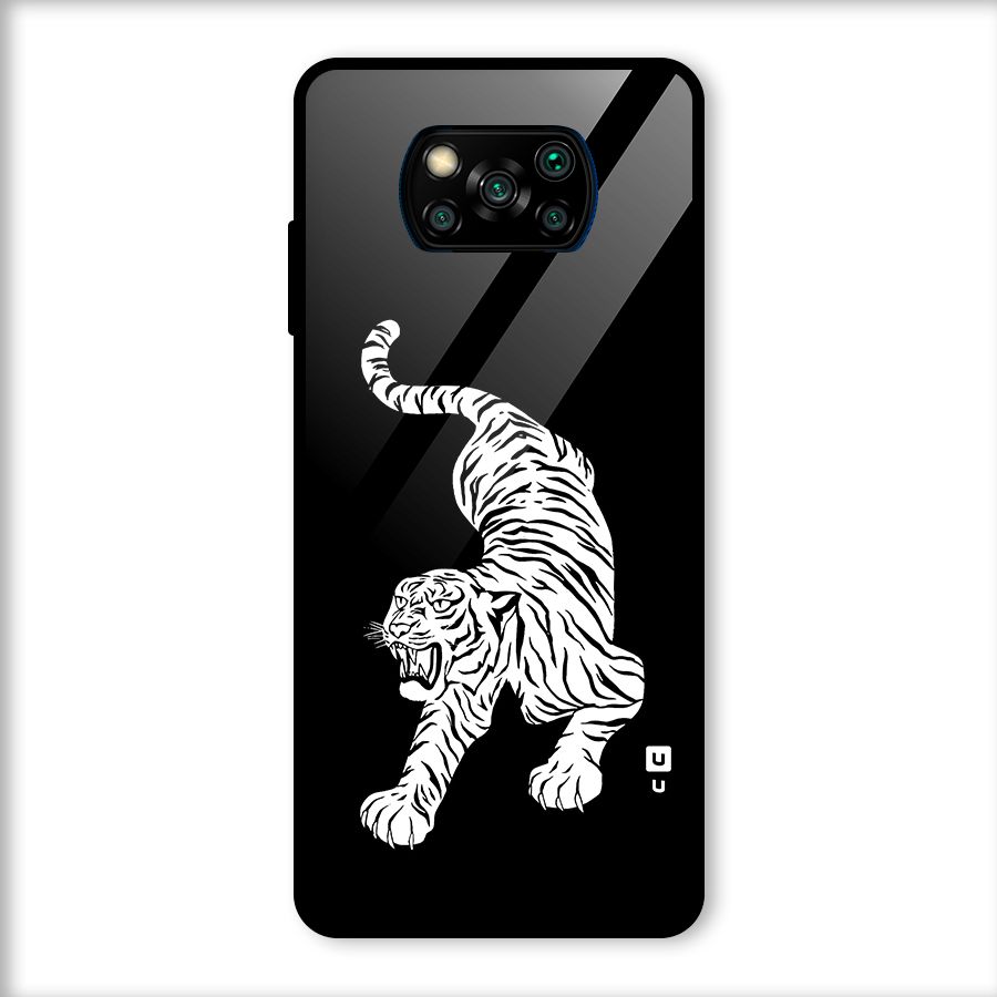Bengal Tiger Stencil Art Glass Back Case for Poco X3