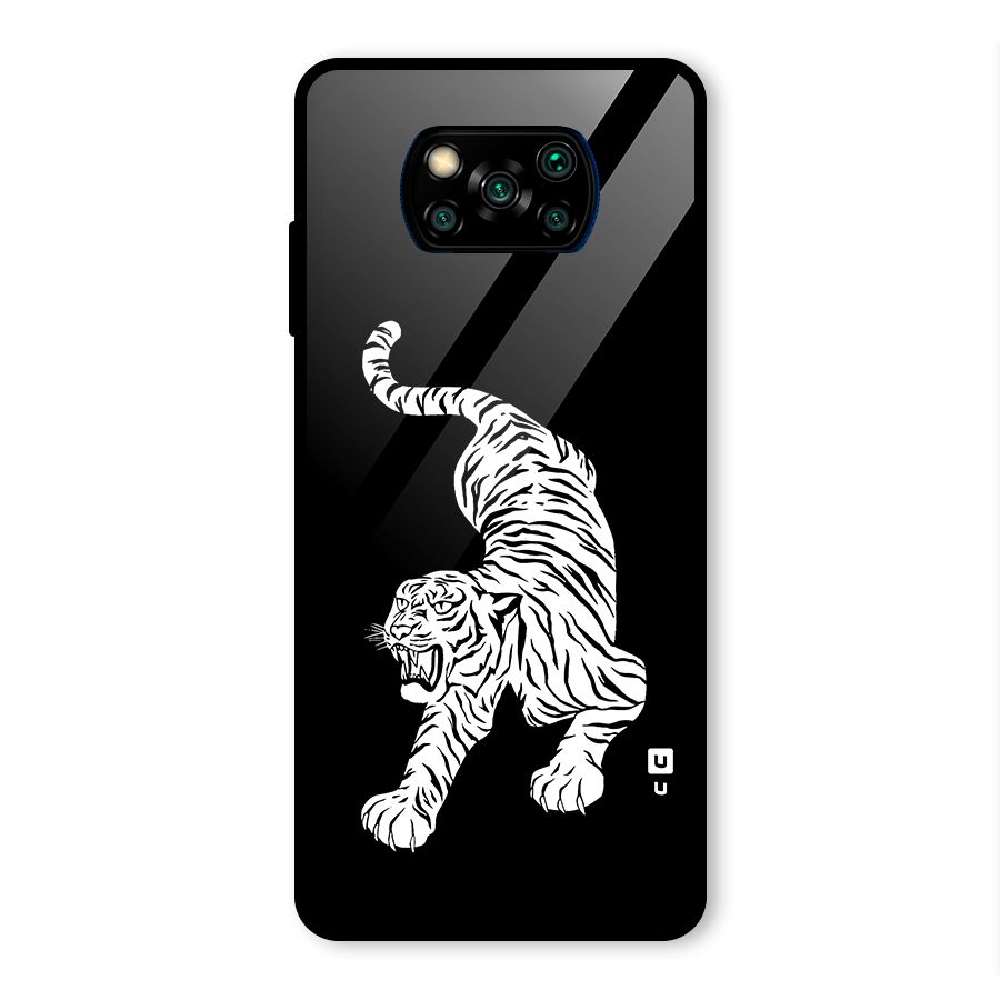 Bengal Tiger Stencil Art Glass Back Case for Poco X3 Pro