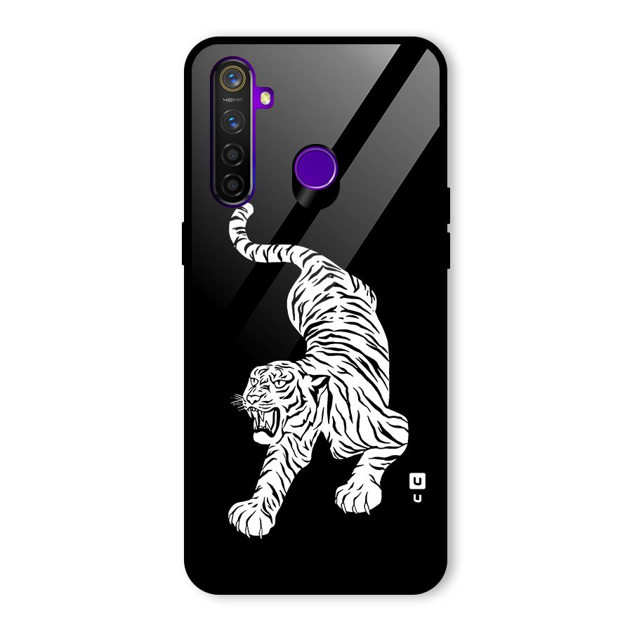 Bengal Tiger Stencil Art Glass Back Case for Realme 5 Pro