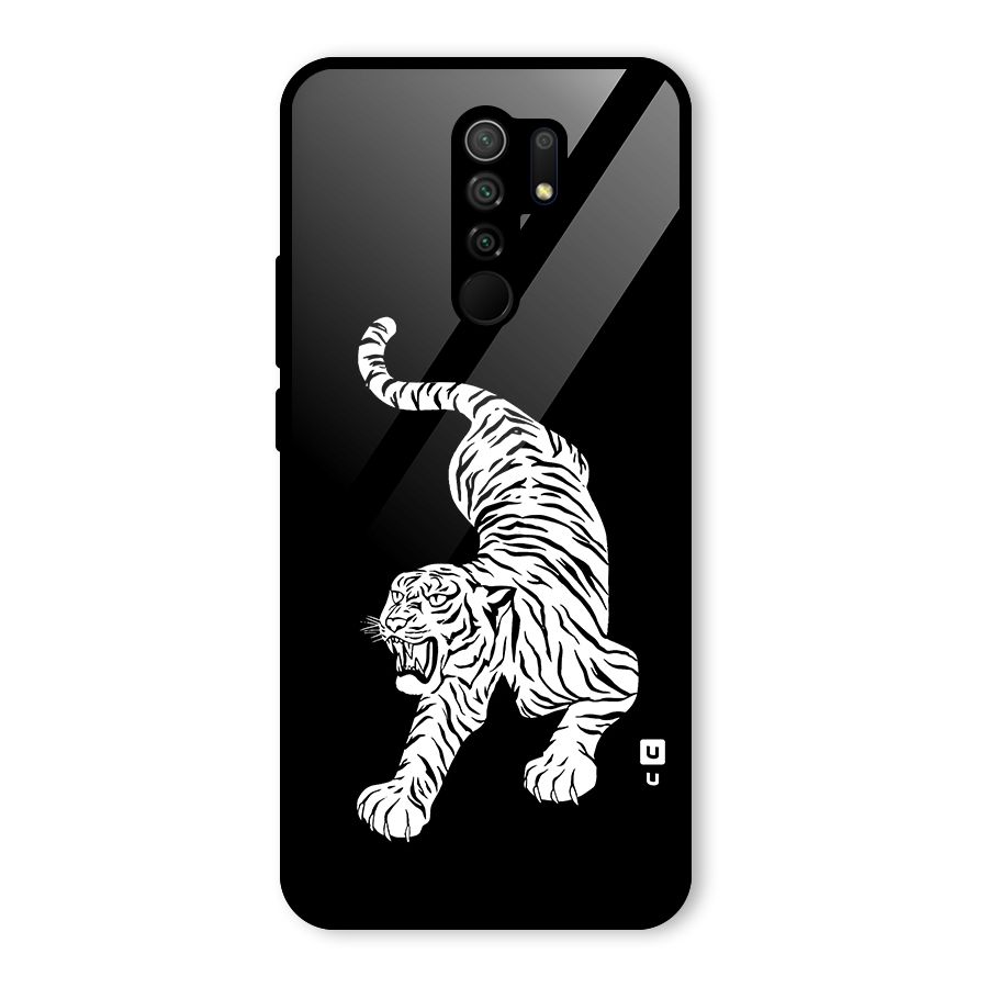 Bengal Tiger Stencil Art Glass Back Case for Redmi 9 Prime