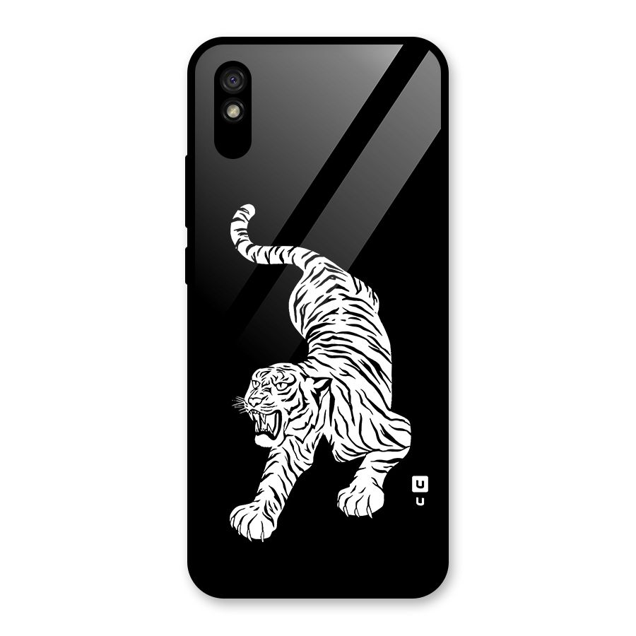Bengal Tiger Stencil Art Glass Back Case for Redmi 9i