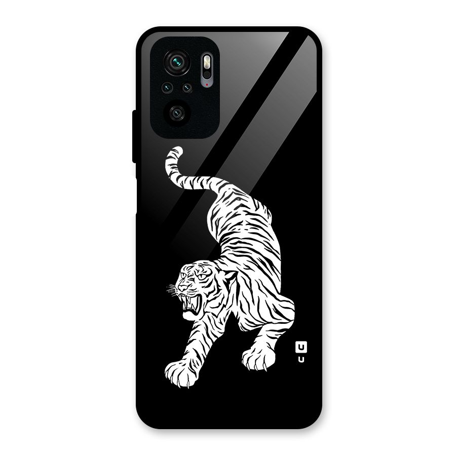 Bengal Tiger Stencil Art Glass Back Case for Redmi Note 10S