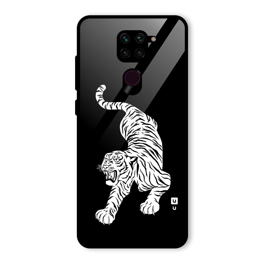 Bengal Tiger Stencil Art Glass Back Case for Redmi Note 9