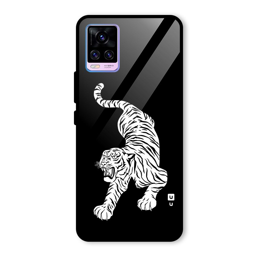 Bengal Tiger Stencil Art Glass Back Case for Vivo V20 Pro