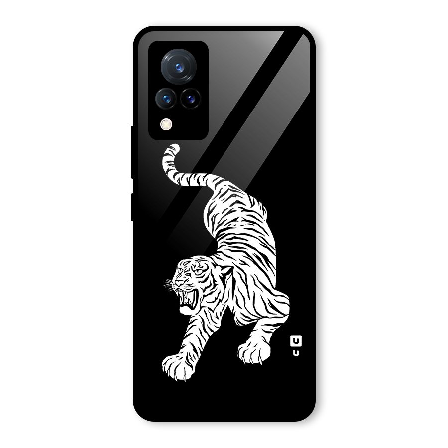 Bengal Tiger Stencil Art Glass Back Case for Vivo V21 5G