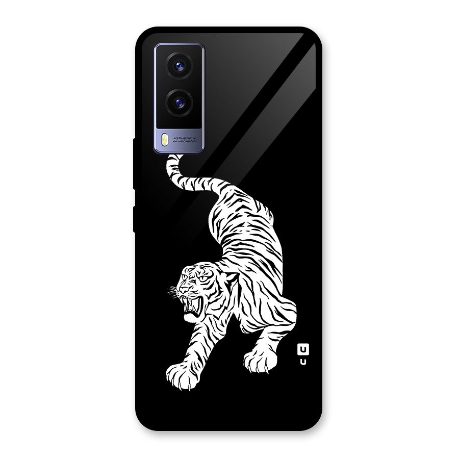 Bengal Tiger Stencil Art Glass Back Case for Vivo V21e 5G