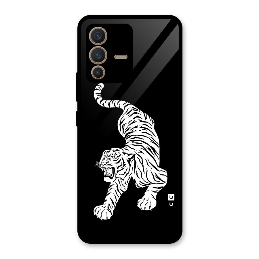 Bengal Tiger Stencil Art Glass Back Case for Vivo V23 5G