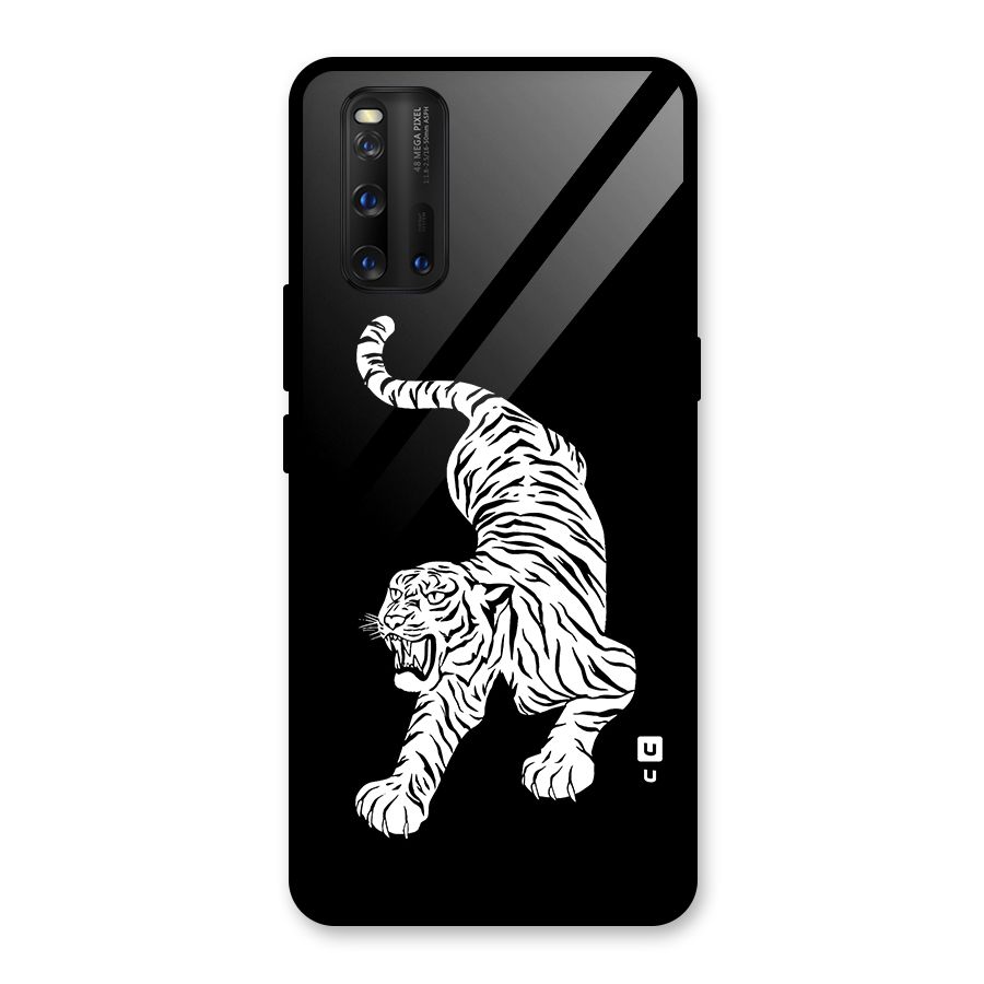 Bengal Tiger Stencil Art Glass Back Case for Vivo iQOO 3