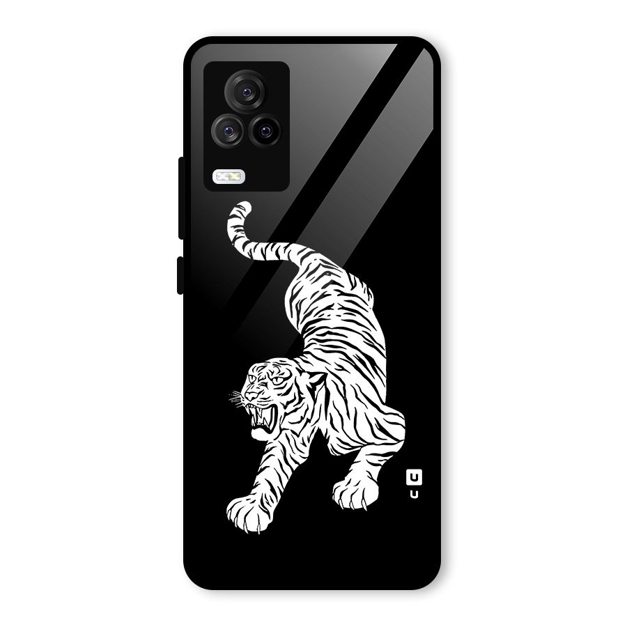 Bengal Tiger Stencil Art Glass Back Case for Vivo iQOO 7 Legend 5G