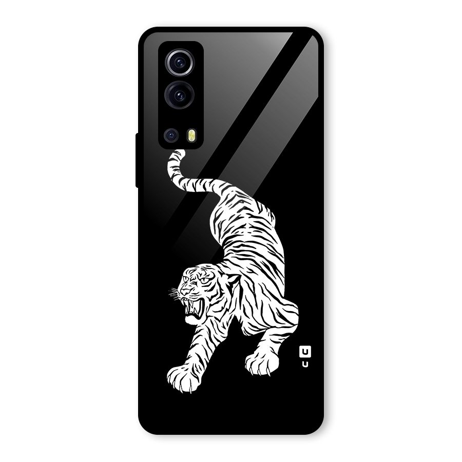 Bengal Tiger Stencil Art Glass Back Case for Vivo iQOO Z3