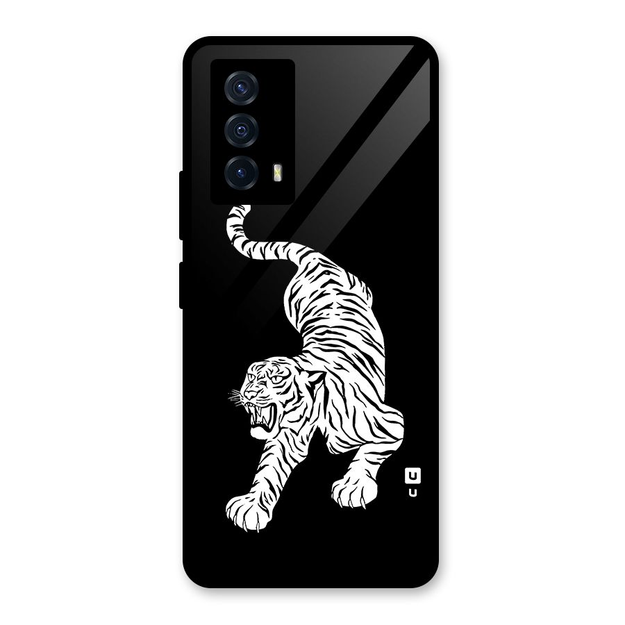 Bengal Tiger Stencil Art Glass Back Case for Vivo iQOO Z5