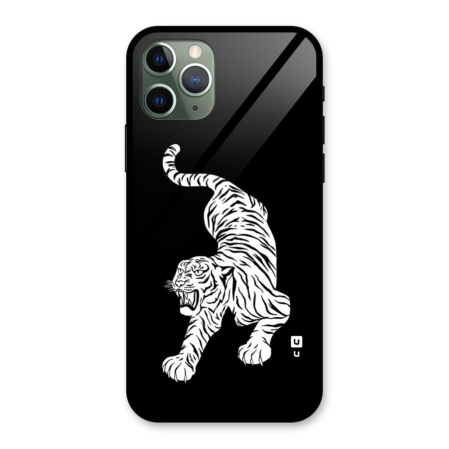 Bengal Tiger Stencil Art Glass Back Case for iPhone 11 Pro