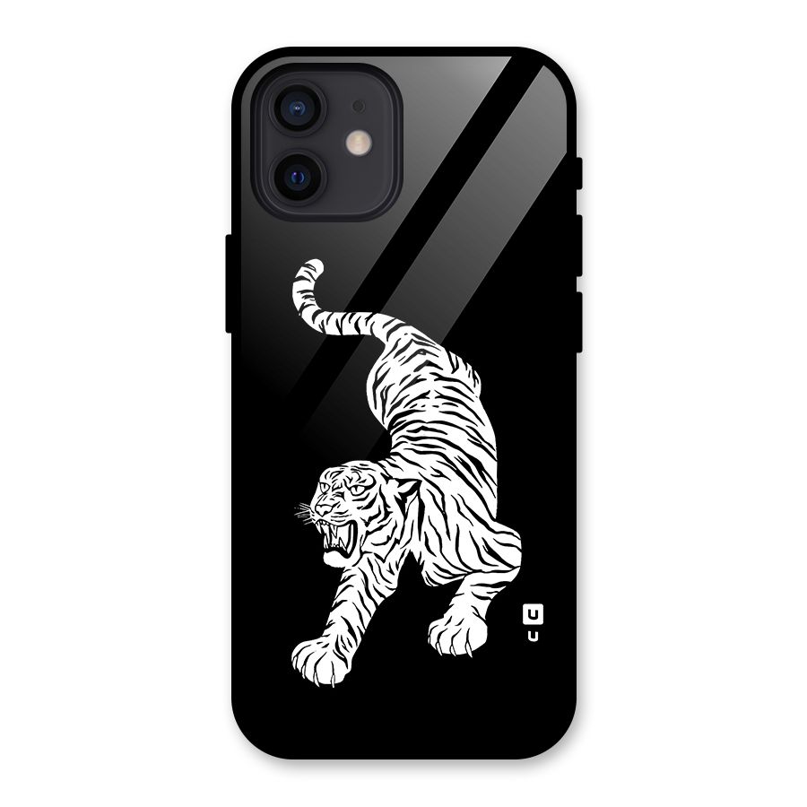Bengal Tiger Stencil Art Glass Back Case for iPhone 12