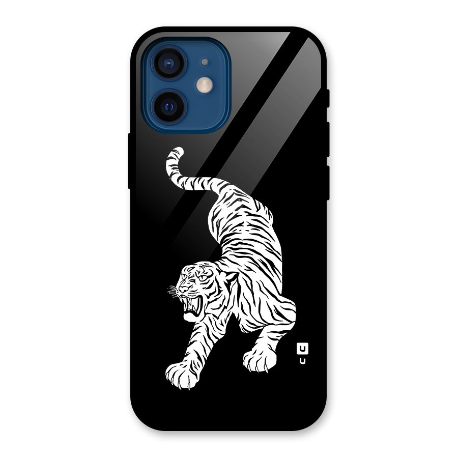 Bengal Tiger Stencil Art Glass Back Case for iPhone 12 Mini