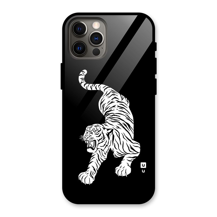 Bengal Tiger Stencil Art Glass Back Case for iPhone 12 Pro