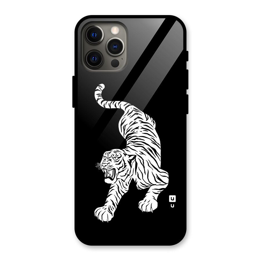 Bengal Tiger Stencil Art Glass Back Case for iPhone 12 Pro Max