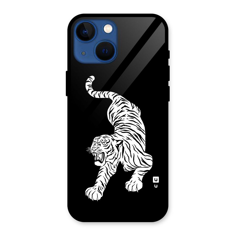 Bengal Tiger Stencil Art Glass Back Case for iPhone 13 Mini