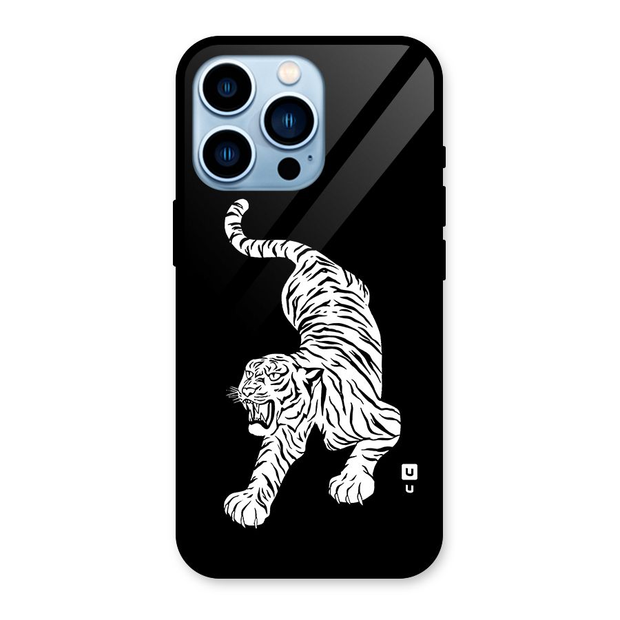 Bengal Tiger Stencil Art Glass Back Case for iPhone 13 Pro