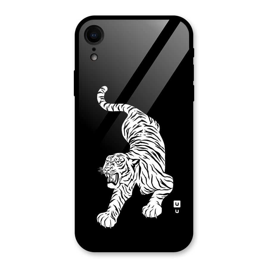 Bengal Tiger Stencil Art Glass Back Case for iPhone XR
