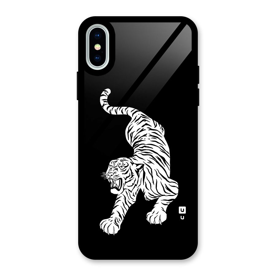 Bengal Tiger Stencil Art Glass Back Case for iPhone XS
