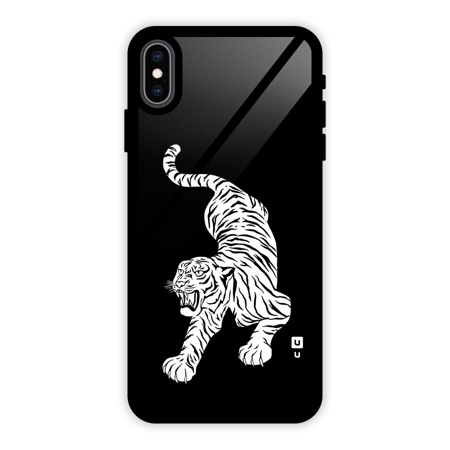 Bengal Tiger Stencil Art Glass Back Case for iPhone XS Max