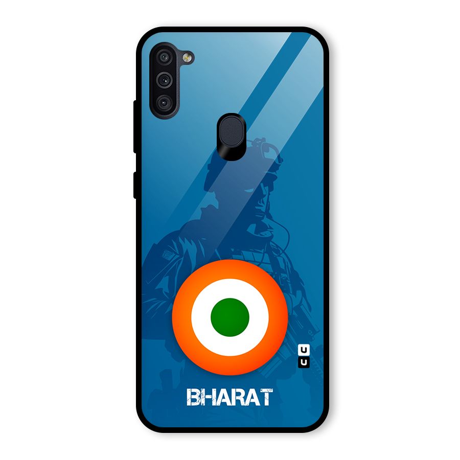 Bharat Commando Glass Back Case for Galaxy M11