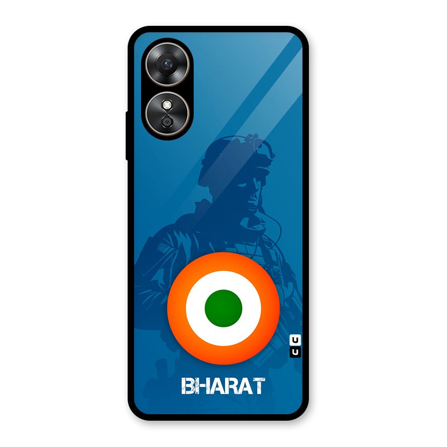 Bharat Commando Glass Back Case for Oppo A17