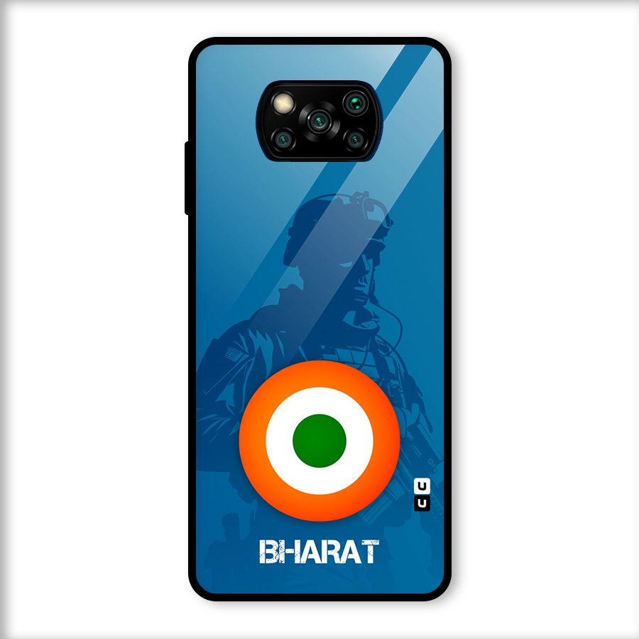 Bharat Commando Glass Back Case for Poco X3