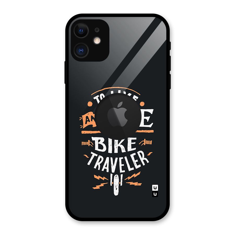 Bike Traveler Glass Back Case for iPhone 11 Logo Cut