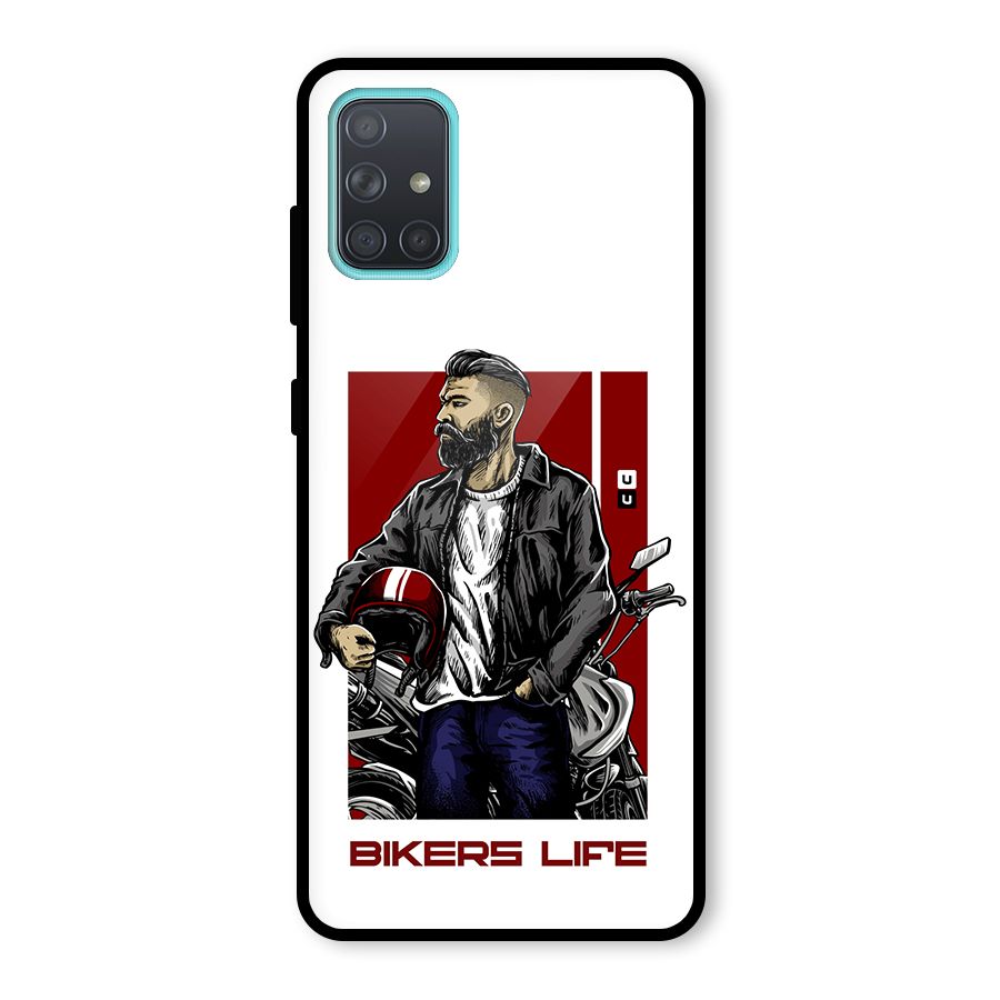 Biker Life Glass Back Case for Galaxy A71