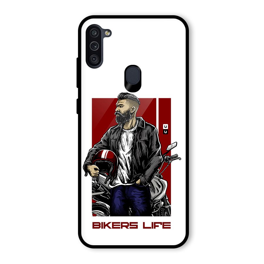 Biker Life Glass Back Case for Galaxy M11