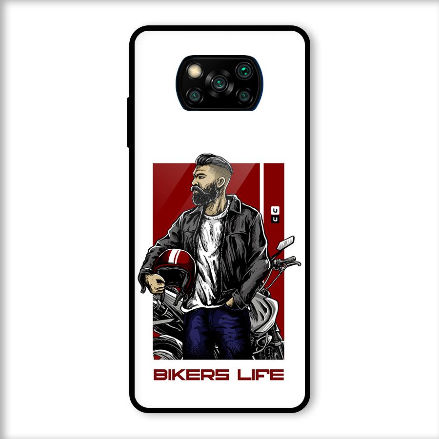 Biker Life Glass Back Case for Poco X3
