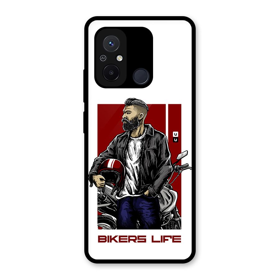 Biker Life Glass Back Case for Redmi 12C