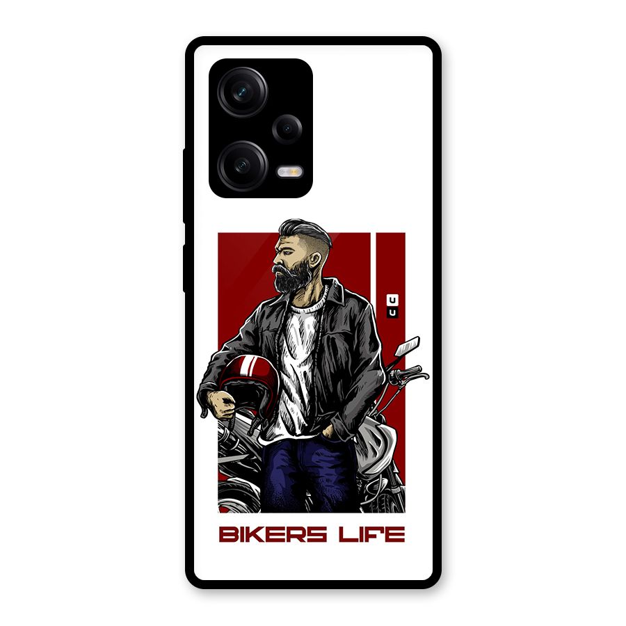 Biker Life Glass Back Case for Redmi Note 12 Pro