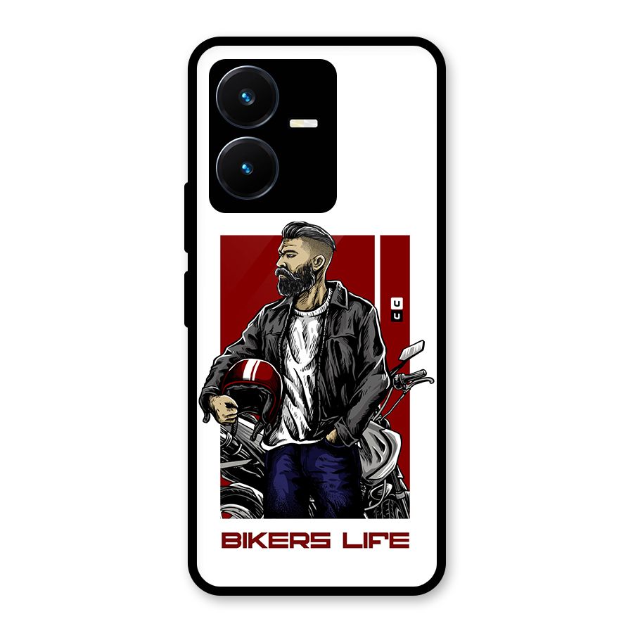 Biker Life Glass Back Case for Vivo Y22s