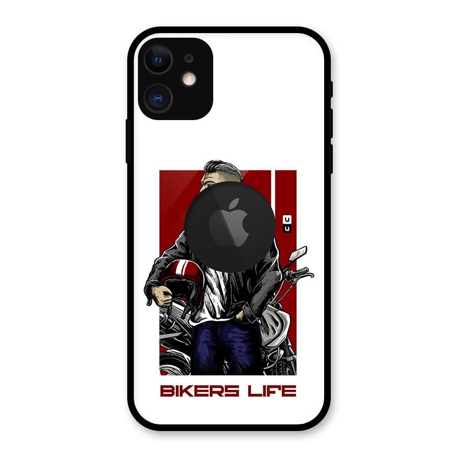 Biker Life Glass Back Case for iPhone 11 Logo Cut