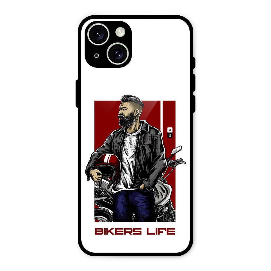 Biker Life Glass Back Case for iPhone 15 Plus