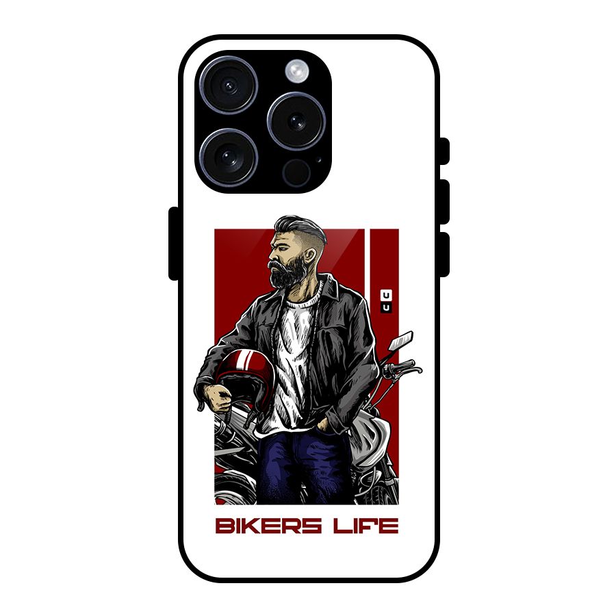Biker Life Glass Back Case for iPhone 15 Pro