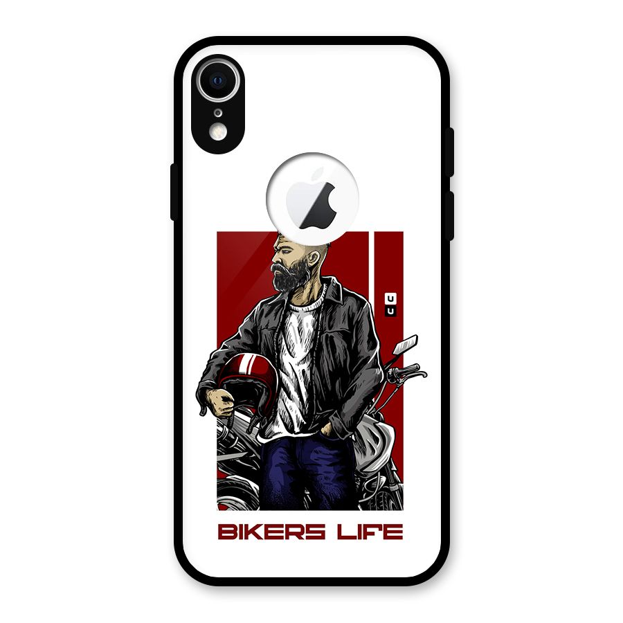 Biker Life Glass Back Case for iPhone XR Logo Cut